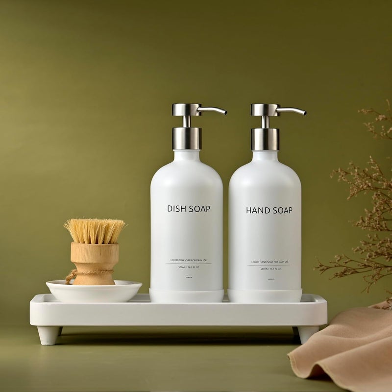 Janxin Bathroom Tray for Counter,Vanity Tray,Soap Dispenser Tray for Kitchen Sink, Kitchen and Home Decor (White) - Image 4